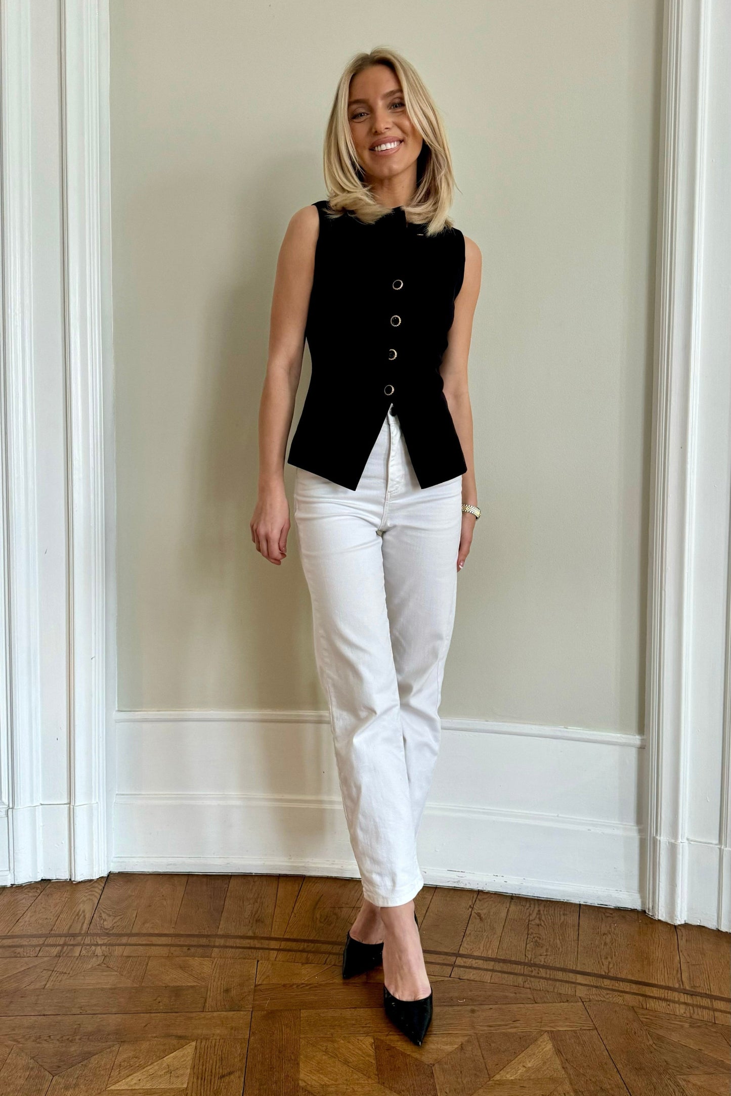 Cropped Stretch Jeans - Off White