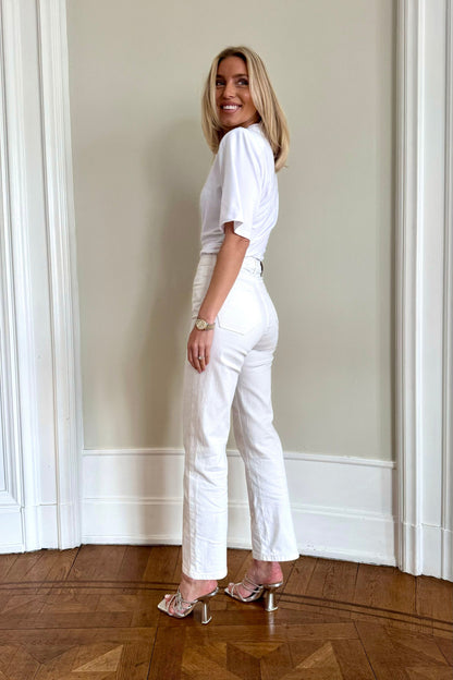 Cropped Stretch Jeans - Off White