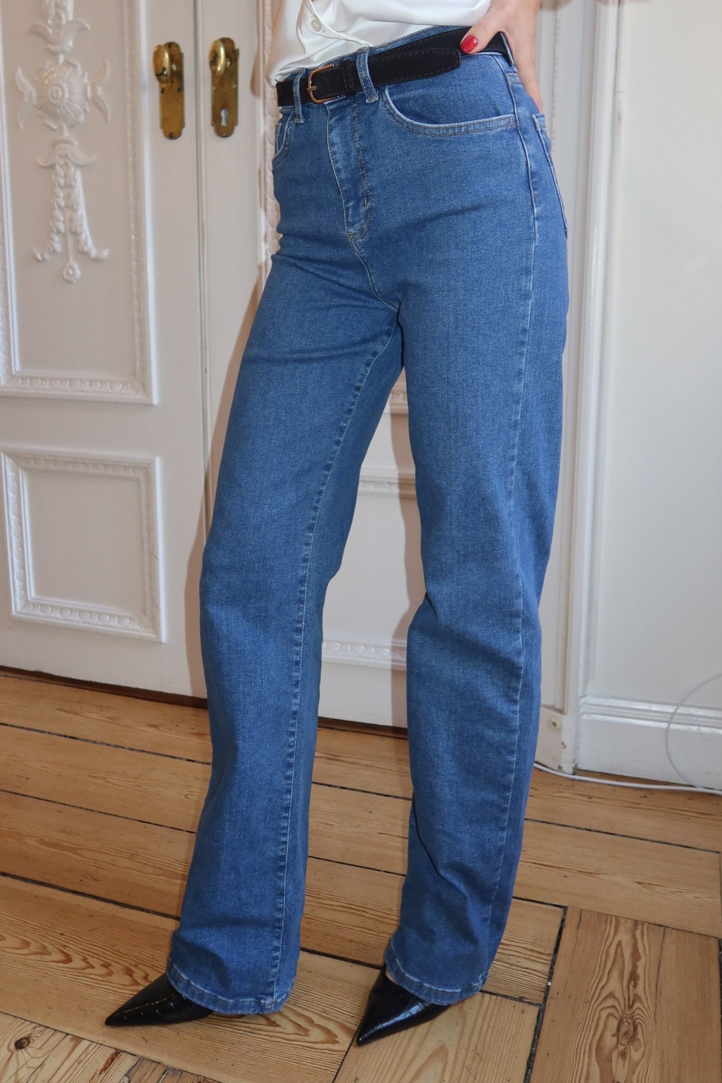 Straight Stretch Jeans - Mid Blue