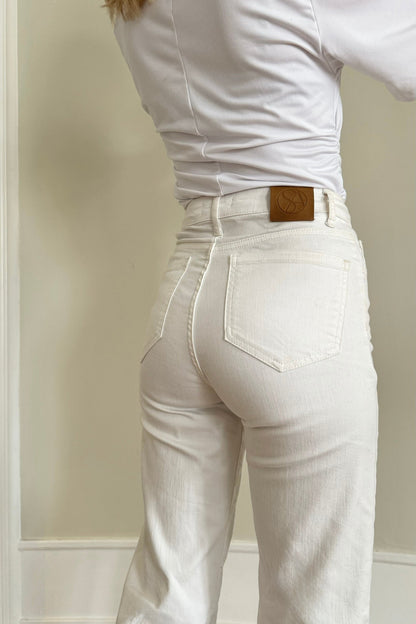 Cropped Stretch Jeans - Off White