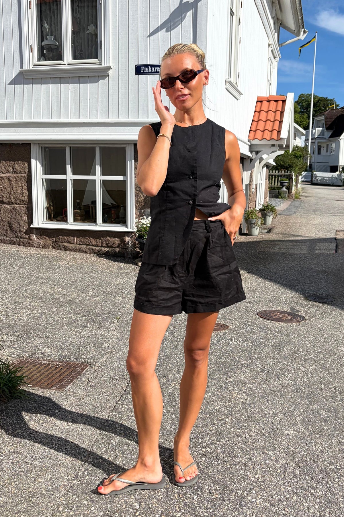 Linen Resort Shorts - Black