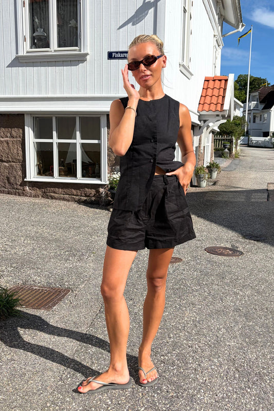 Linen Resort Shorts - Black