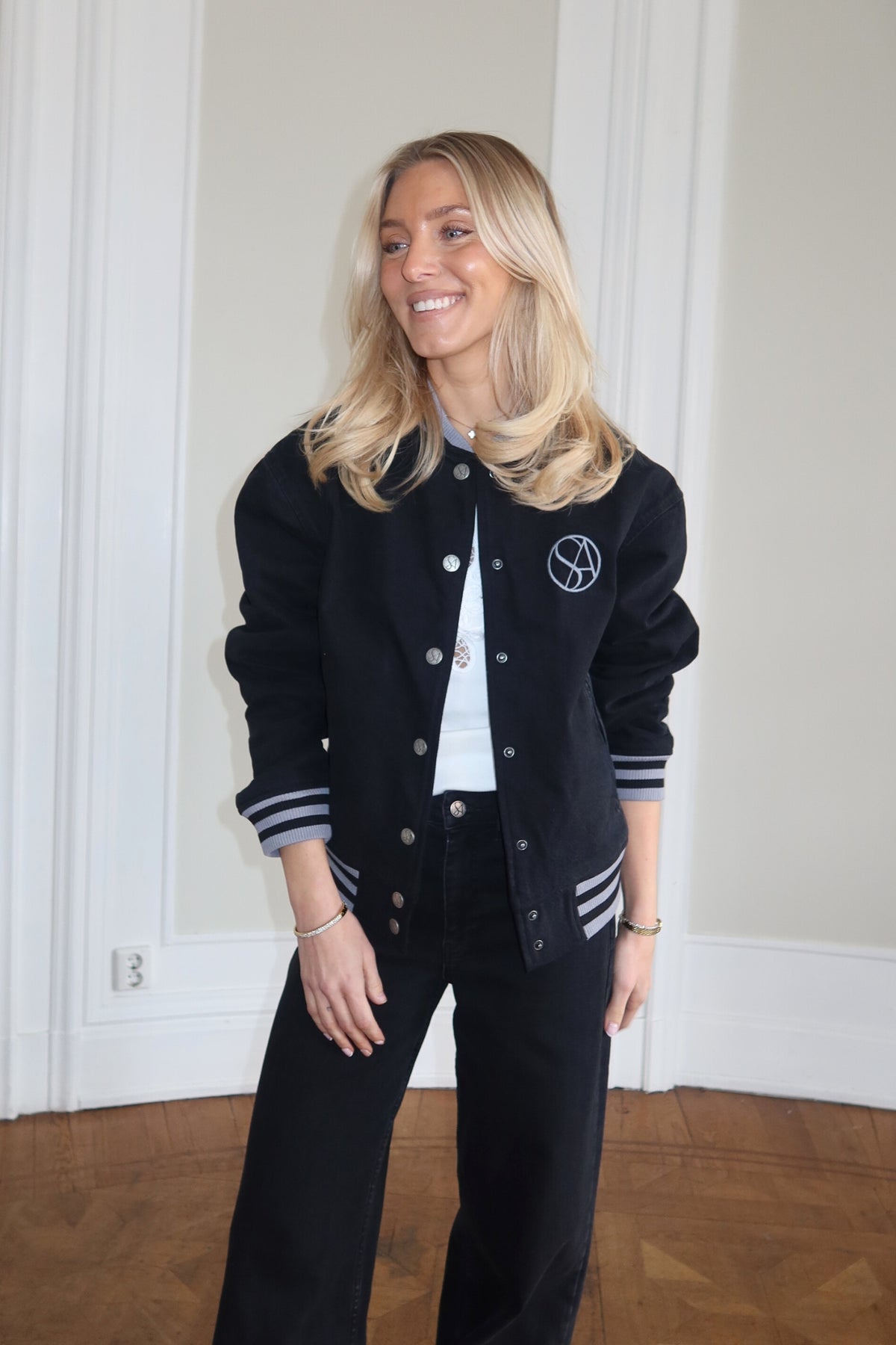 SA Signature Baseball Jacket - Washed Black