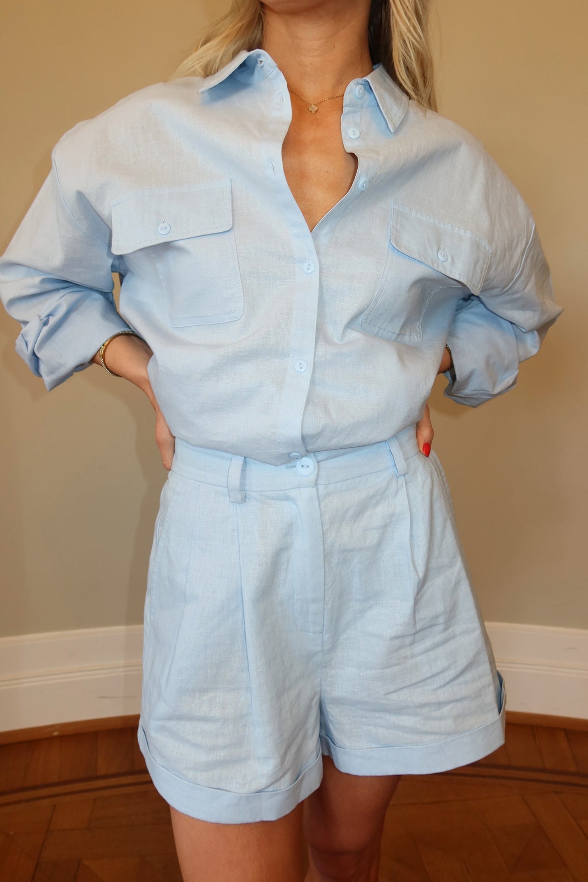 Linen Resort Shorts - Light Blue