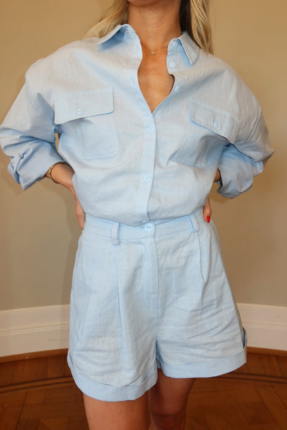 Linen Resort Shorts - Light Blue