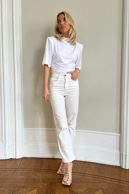 Cropped Stretch Jeans - Off White