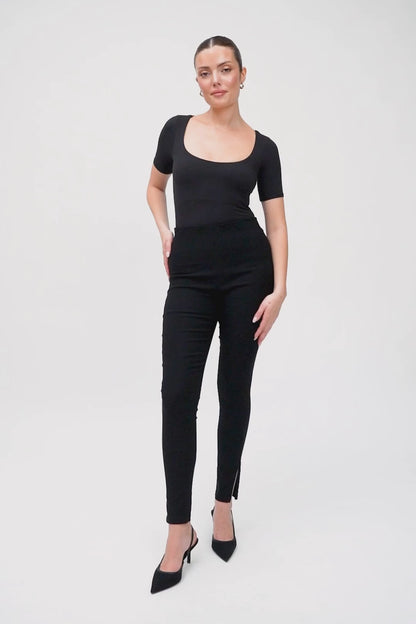 Casual Skinny Zip Pants - Black