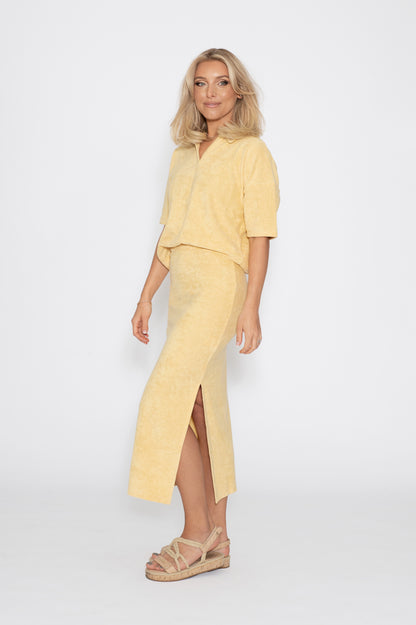 Frotté Shirt - Washed Yellow - Sannealexandra - Model:Sanne